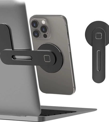 Magnetic Laptop Phone Holder Computer Monitor Side Cell Phone Slim& Foldable for Iphone 14/13/12 Series Case and All Phone