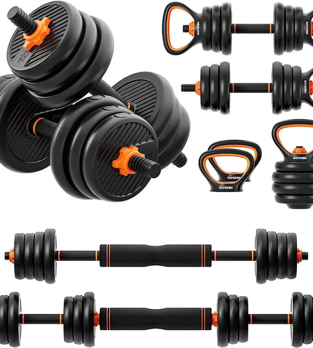 Adjustable Dumbbell Set, 55/77 Lbs Free Weights Dumbbells, Barbell, Kettlebell and Push-Up, Home Gym Fitness Workout Equipment