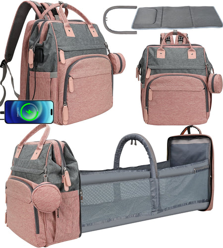 Baby Diaper Bag Backpack, Diaper Changing Station,Waterproof Changing Pad, Pacifier Case Black Color