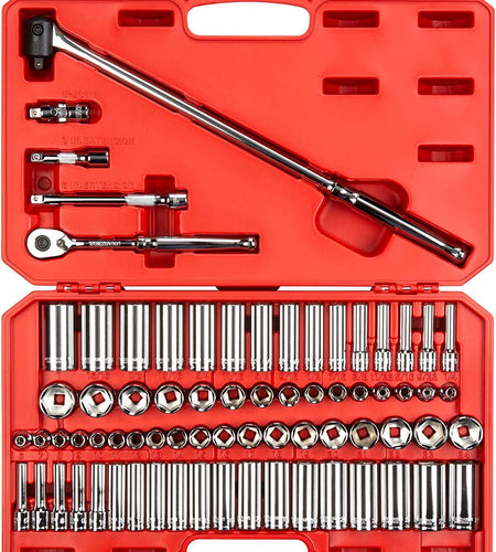3/8 Inch Drive 6-Point Socket and Ratchet Set, 73-Piece (1/4-1 In., 6-24 Mm) | SKT15311