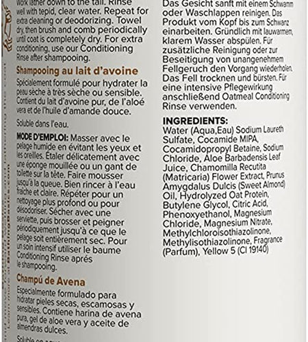 Oatmeal Shampoo - Grooming for Dogs and Cats, Soothe Sensitive Skin Formula with Aloe for Itchy Dryness for Pets, Ph Balanced, Cruelty Free, Paraben Free, Made in USA