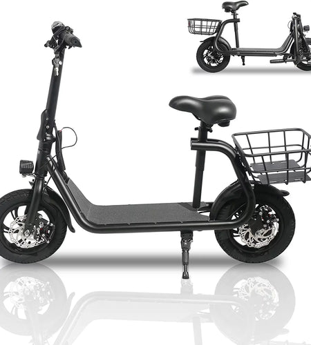 450W 36V Folding Sports Electric Scooters Bike E-Scooter with Seat Ebike Biycle Moped for Adult Commuter, Red