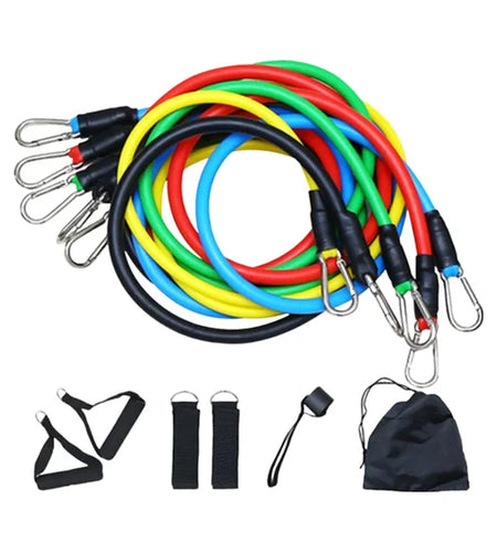 11Pcs/Set Pull Rope Resistance Bands Portable Fitness Equipment Ankle Strap Chest Expander Elastic Exercise Band Set Latex Tubes