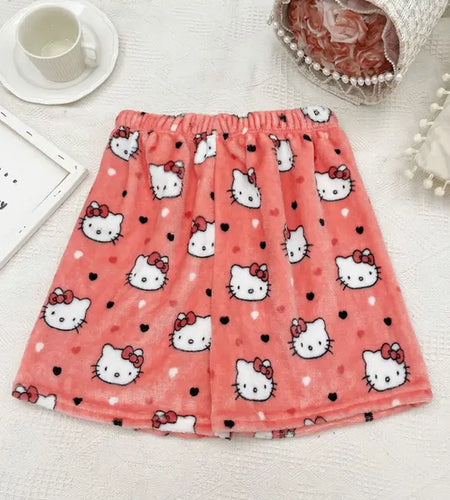 Sanrio Hello Kitty Anime Y2K Kawaii Flannel Pajamas Women'S Warm Woolen Cartoon Casual Home Pants Autumn Winter Fashion Trousers