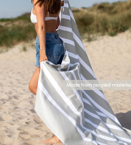 Microfiber Beach Towel Oversized (71 X 63 In) - Quick Dry, Sand Free - Compact and Lightweight for Travel - Recycled Materials - Extra Large Beach Blanket - Marble Sand