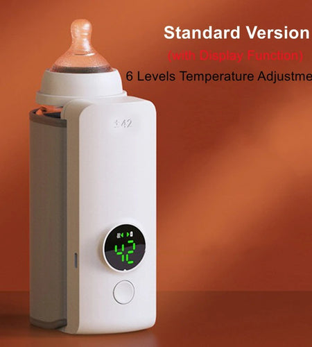 Rechargeable Baby Bottle Warmer 6Levels Temperature Adjustment with Temperature Display Breast Warmer Sleeve Feeding Accessories
