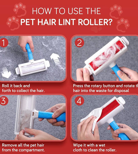 Pet Hair Cleaner Reusable Cat & Dog Hair Remover for Furniture Couch Carpet Car Seats Resolve Pet Hair, Gray/White Random
