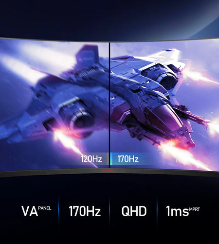 32 Inch Gaming Monitor, 170Hz 1Ms 2K 1440P PC Desktop Computer Monitors for Gaming,90Dci-P3,Adaptive Sync,Dp&Hdmi Ports,