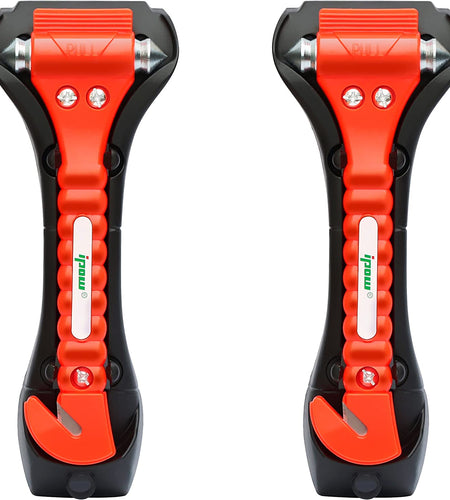 2 Pack Car Window Breaker Seatbelt Cutter, Heavy Carbon Steel Glass Breaker Car Safety Hammer Emergency Escape Tool, Auto Rescue Life Saving Survival Kit for Car, Office, Home