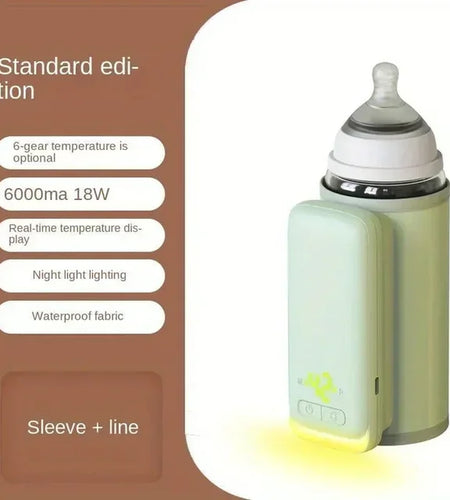 Rechargeable Baby Bottle Warmer 6Levels Temperature Adjustment with Temperature Display Breast Warmer Sleeve Feeding Accessories