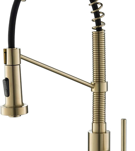 KPF-1610BG Bolden 18-Inch Commercial Kitchen Faucet with Dual Function Pull-Down Sprayhead in All-Brite Finish, 18 Inches, Brushed Gold
