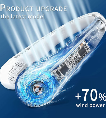 Neck Fan, Portable Fan, Hands Free Bladeless Fan, Rechargeable Personal Fan, 5200Mah, 360° Cooling, 3 Speeds Adjustable, Faster Cooling, Ultra Quiet, Suitable for Travel, Sports, Home, Office