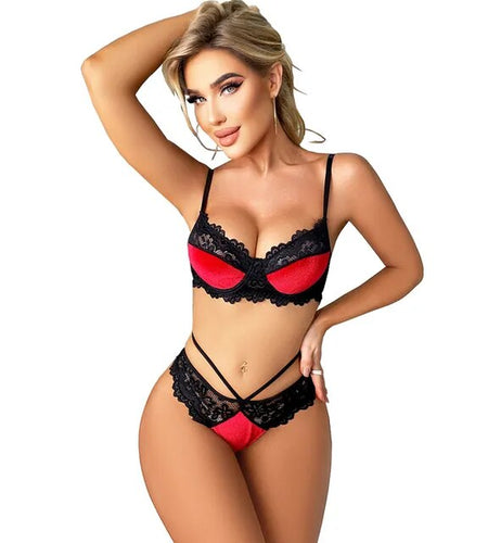 Women Bra and Low Wasit Thong Pantys Set Female Crop Top Fitness Brassiere Underwear Sexy Lingerie Set