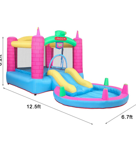 12.5' X 6.7' X 6.2' Inflatable Bounce House, Tank Jumper Water Spray Castle with 350W Air Blower