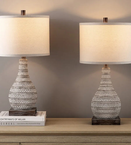 Aphsana 24 Inch Farmhouse Touch Control Table Lamp Set with USB & Type C Port