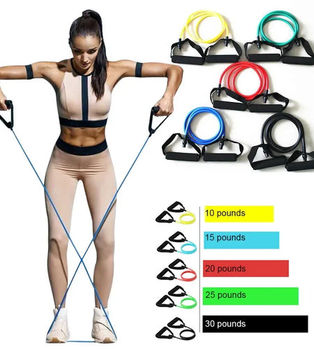 5 Levels Elastic Band Yoga Pull Rope Elastic Gym Fitness Exercise Tube Band with Handles for Home Workouts Strength Training
