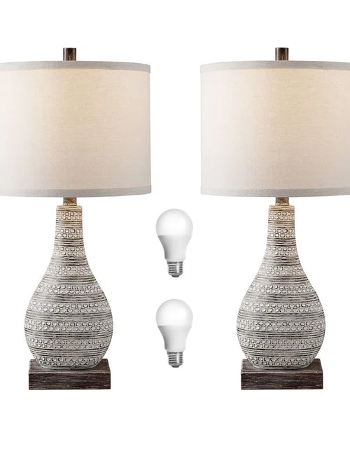 Load image into Gallery viewer, Aphsana 24 Inch Farmhouse Touch Control Table Lamp Set with USB &amp; Type C Port
