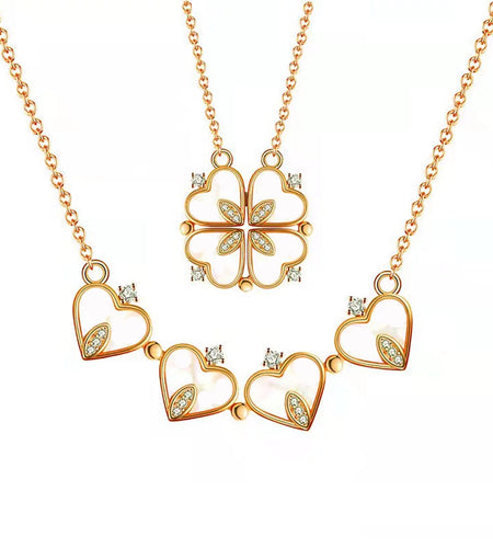 Lucky Four Leaf Clover Necklace, Gifts for Mother'S Day Valentine'S Day Day Birthday
