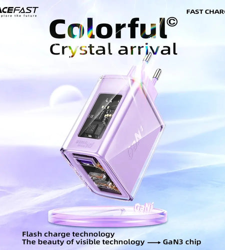 A45 Crystal Gan3 65W EU Fast Charging Charger for Iphone 15/14/13/12 USB C PD3.0 Quick Charge Adapter for Macbook Laptop