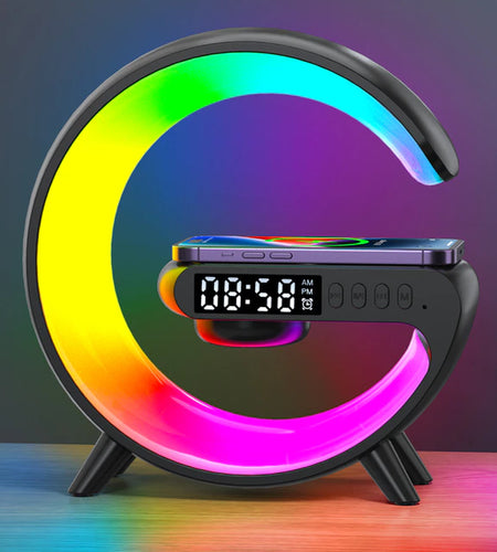 Mini Multifunction Wireless Charger Pad Stand Speaker TF RGB Night Light Fast Charging Station for Iphone Samsung Xiaomi Huawei