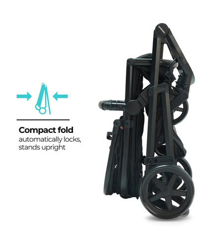 Meteor2, 2-In-1 Baby Stroller with Bassinet Mode, Adjustable Handle and Footrest, Black, 23.2LB, Unisex