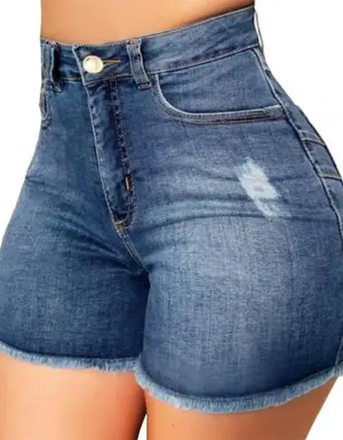 Load image into Gallery viewer, Women&#39;S Denim Shorts Summer Lady Clothing High Waist Denim Shorts Women&#39;S Fringe Frayed Ripped Jeans Hot Shorts with Pockets
