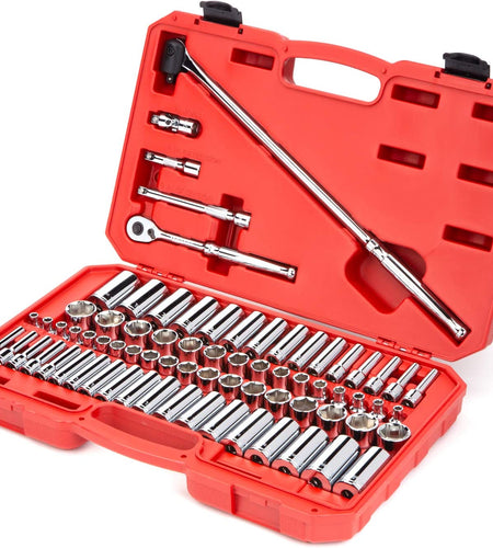 3/8 Inch Drive 6-Point Socket and Ratchet Set, 73-Piece (1/4-1 In., 6-24 Mm) | SKT15311