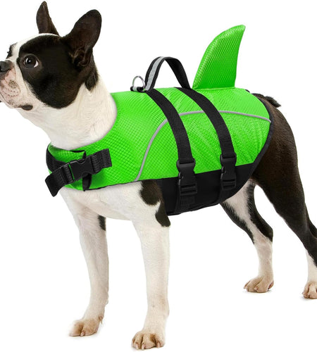 Dog Life Jacket Ripstop Dog Life Vest, Reflective Dog Safety Vest for Boating Swimming, Dog Shark Life Jackets Dog Lifesaver with Rescue Handle for Small Medium Dogs