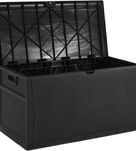Outdoor Storage Box 120 Gallon Patio Deck Box with Handles, Patio Storage Waterproof Deck Boxes Garden Resin Deck Storage Container Lockable Storage Box (Black)