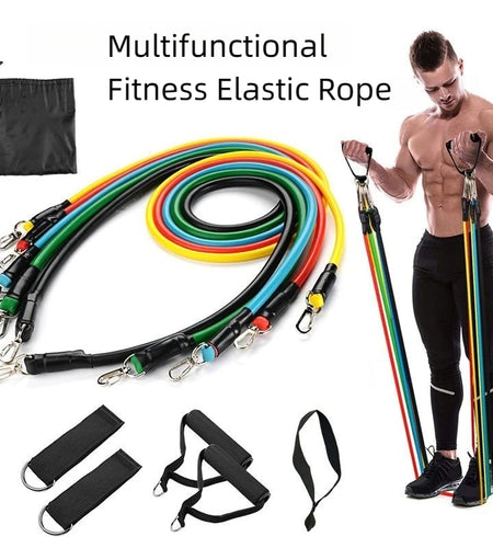 11Pcs/Set Pull Rope Resistance Bands Portable Fitness Equipment Ankle Strap Chest Expander Elastic Exercise Band Set Latex Tubes