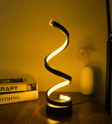 Modern Minimalist Spiral Desk Lamp, Wire Controlled Three Color LED Ambient Light, Suitable for Bars, Cafes, Bedrooms, and Rooms