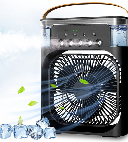 Portable Air Conditioner,  3-IN-1 Personal Air Cooler, 3 Speeds, 7-Color Night Light, USB Powered Small Cooling Fan, Mini Evaporative Air Cooler for Room Desk Car, Black